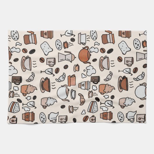 Patroon voor objecten in theewinkels en koffie theedoek (Horizontaal)