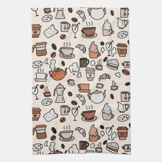 Patroon voor objecten in theewinkels en koffie theedoek (Verticaal)