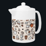 Patroon voor objecten in theewinkels en koffie theepot<br><div class="desc">Kafel- of koffiewinkelcollage op beige.</div>