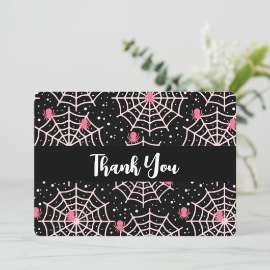 Patroon voor ongebruikte kobussen en spinnen bedankkaart (Staand voorkant)