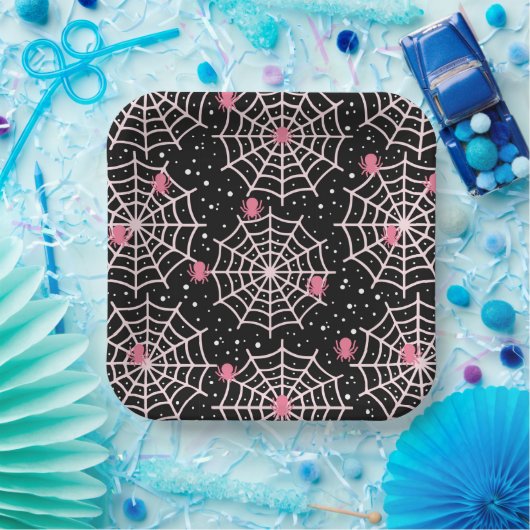 Patroon voor ongebruikte kobussen en spinnen papieren bordje (Feest)