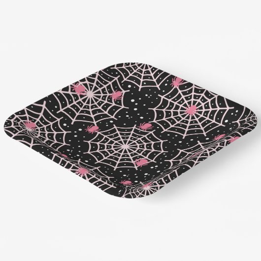 Patroon voor ongebruikte kobussen en spinnen papieren bordje (Gebogen)