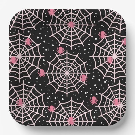 Patroon voor ongebruikte kobussen en spinnen papieren bordje (Voorkant)