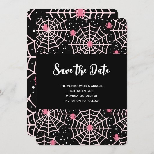 Patroon voor ongebruikte kobussen en spinnen save the date (Voorkant / Achterkant)