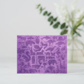 Patroon voor Paars oud en verouderd dierlijk konin Briefkaart (Staand voorkant)