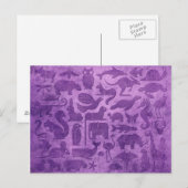 Patroon voor Paars oud en verouderd dierlijk konin Briefkaart (Voorkant / Achterkant)