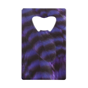 Patroon voor Paarse en zwarte veren Creditkaart Flessenopener