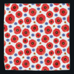 Patroon voor papavers en cornbloemen bandana<br><div class="desc">Rode poppys en blauwe cornbloemen.</div>