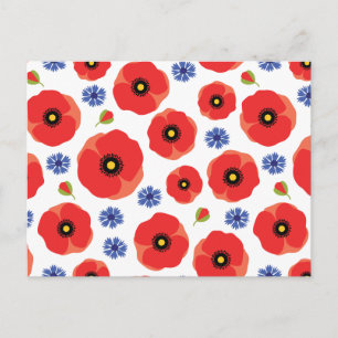Patroon voor papavers en cornbloemen briefkaart