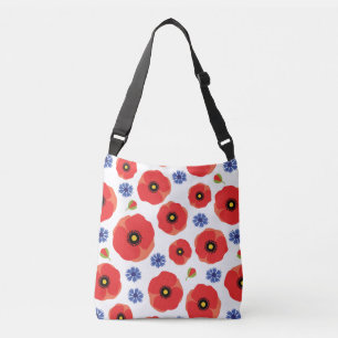 Patroon voor papavers en cornbloemen crossbody tas