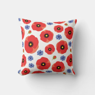 Patroon voor papavers en cornbloemen kussen
