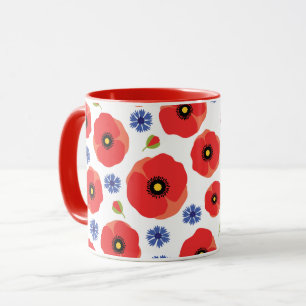 Patroon voor papavers en cornbloemen mok