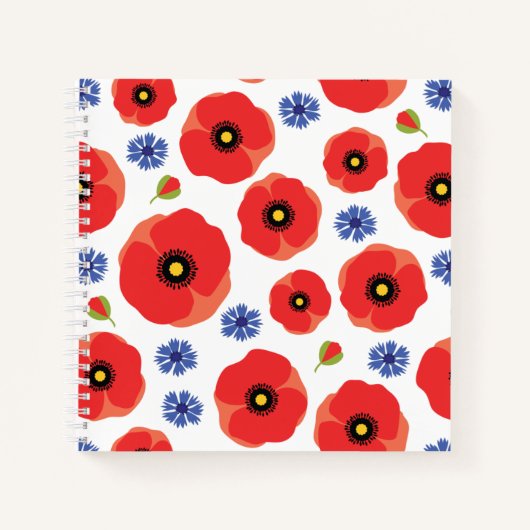 Patroon voor papavers en cornbloemen notitieboek (Voorkant)
