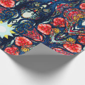 Patroon voor papavers en sterren cadeaupapier (Hoek)