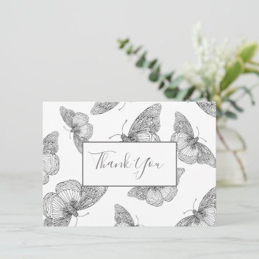 Patroon voor pen en inktvlinder bedankkaart (Staand voorkant)