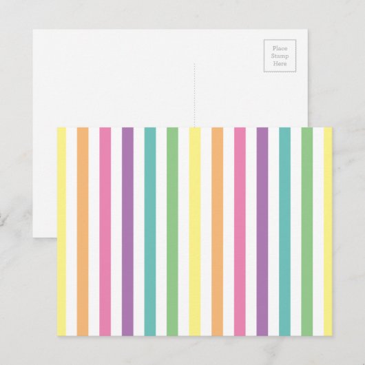 Patroon voor regenboog en witte strepen briefkaart (Voorkant / Achterkant)