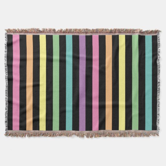 Patroon voor regenboog en zwarte strepen deken (Voorkant)