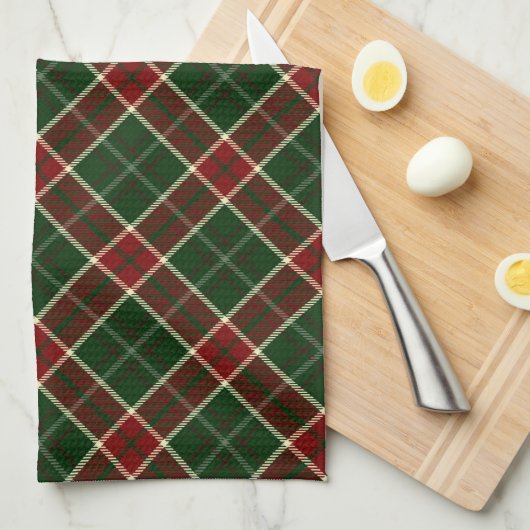 Patroon voor rode, crème en groene kerstmis theedoek (Quarter Fold)