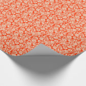 Patroon voor rode en beige Floral Damaskers Cadeaupapier (Hoek)