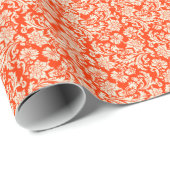 Patroon voor rode en beige Floral Damaskers Cadeaupapier (Rol Hoek)