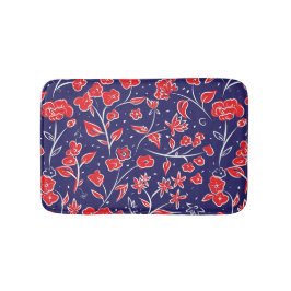 Patroon voor rode en blauwe bloemen badmat