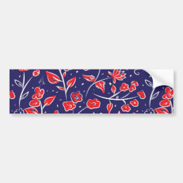 Patroon voor rode en blauwe bloemen bumpersticker