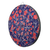 Patroon voor rode en blauwe bloemen dartbord (Voorkant Rechts)