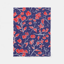 Patroon voor rode en blauwe bloemen fleece deken