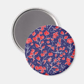 Patroon voor rode en blauwe bloemen magneet (Voorkant / Achterkant)