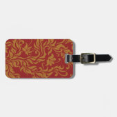 Patroon voor rode en gouden flora bagagelabel (Voorkant horizontaal)