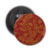 Patroon voor rode en gouden flora button flesopener (Voorkant)