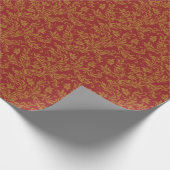 Patroon voor rode en gouden flora cadeaupapier (Hoek)