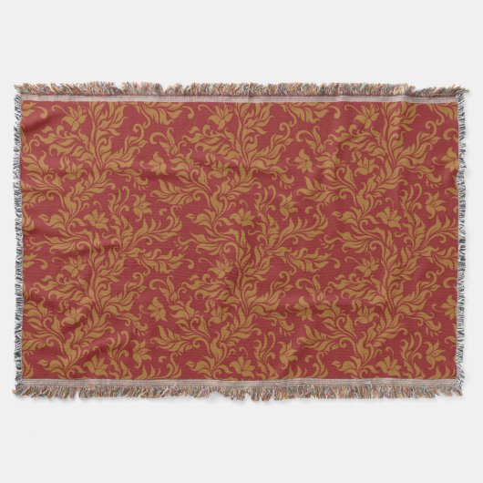 Patroon voor rode en gouden flora deken (Voorkant)