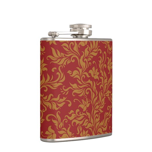 Patroon voor rode en gouden flora heupfles (Rechts)