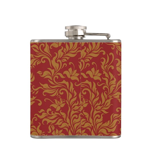 Patroon voor rode en gouden flora heupfles (Achterkant)