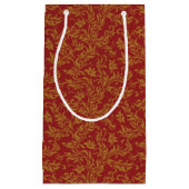 Patroon voor rode en gouden flora klein cadeauzakje (Voorkant)