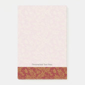 Patroon voor rode en gouden flora post-it® notes (Voorkant)
