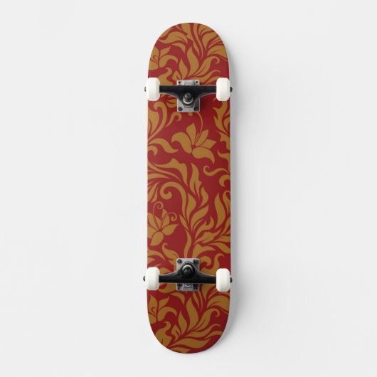 Patroon voor rode en gouden flora skateboard (Voorkant)