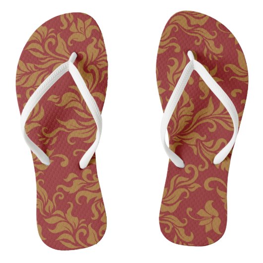 Patroon voor rode en gouden flora teenslippers (Voetbed)