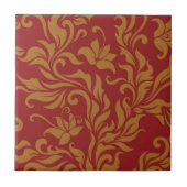 Patroon voor rode en gouden flora tegeltje (Voorkant)