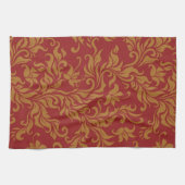 Patroon voor rode en gouden flora theedoek (Horizontaal)