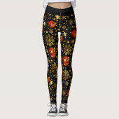 Patroon voor rode en gouden kerstversieringen leggings (Voorkant)