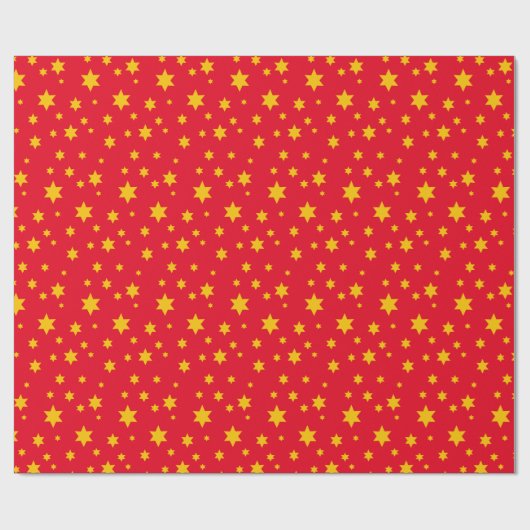 Patroon voor rode en gouden sterren cadeaupapier (Vlak)