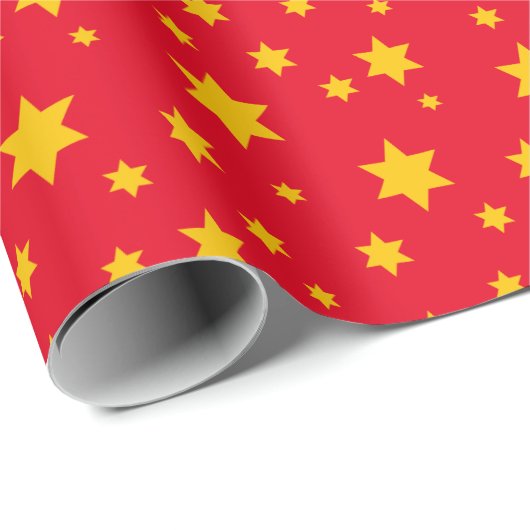 Patroon voor rode en gouden sterren cadeaupapier (Rol Hoek)