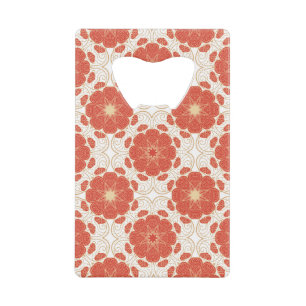 Patroon voor rode en goudflens creditkaart flessenopener