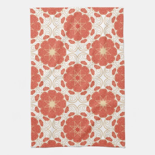 Patroon voor rode en goudflens theedoek (Verticaal)