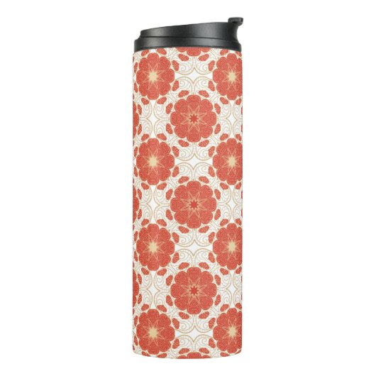 Patroon voor rode en goudflens thermosbeker (Gedraaid links)