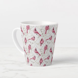 Patroon voor rode en grijze kerstkardinaal latte mok