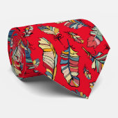 Patroon voor rode en kleurrijke sierveren stropdas (Opgerold)