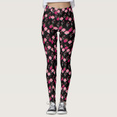 Patroon voor rode en roze kersen op zwart leggings (Voorkant)